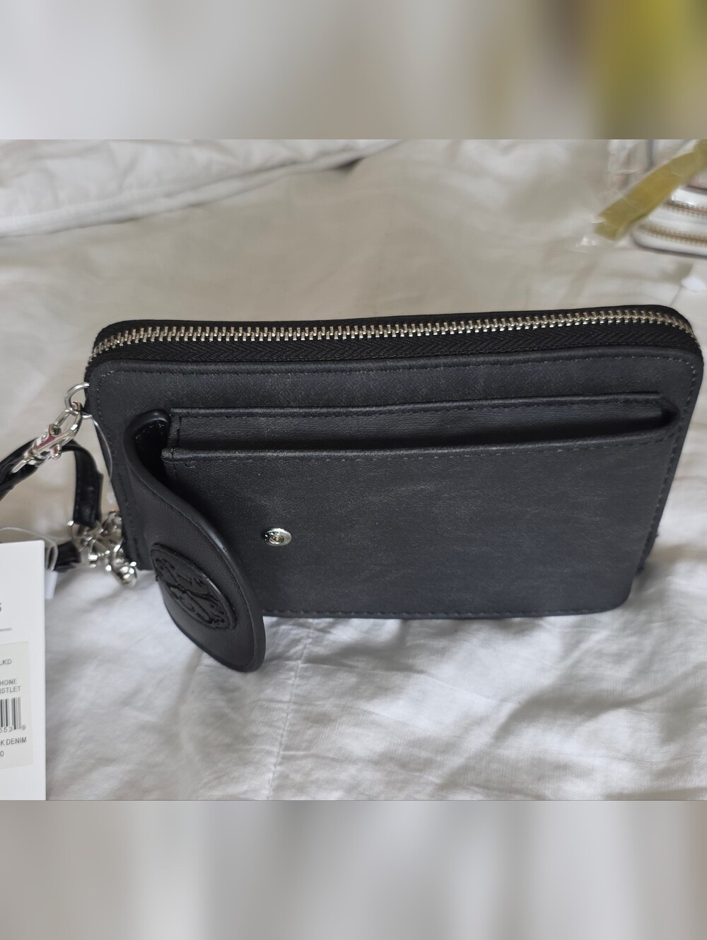 Christian Lacroix Black Leather Wristlet Clutch